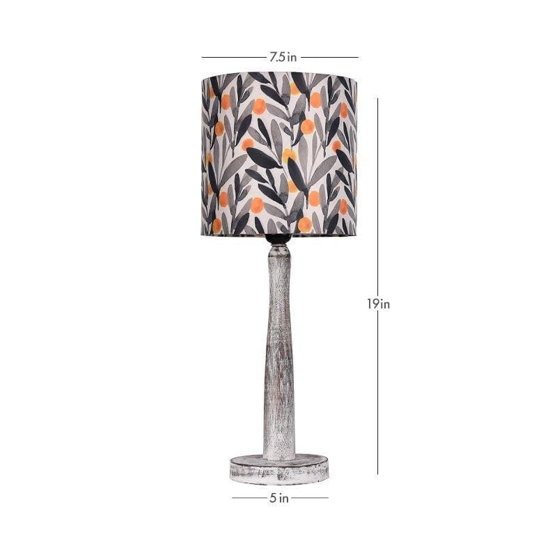 Table Lamp - Grey Glamour With Wooden Pillar Table Lamp