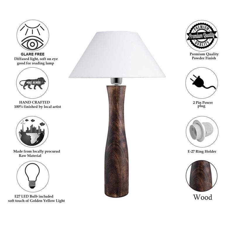 Buy Harmony Glimpse Table Lamp With Conical Shade - White Table Lamp from Vaaree