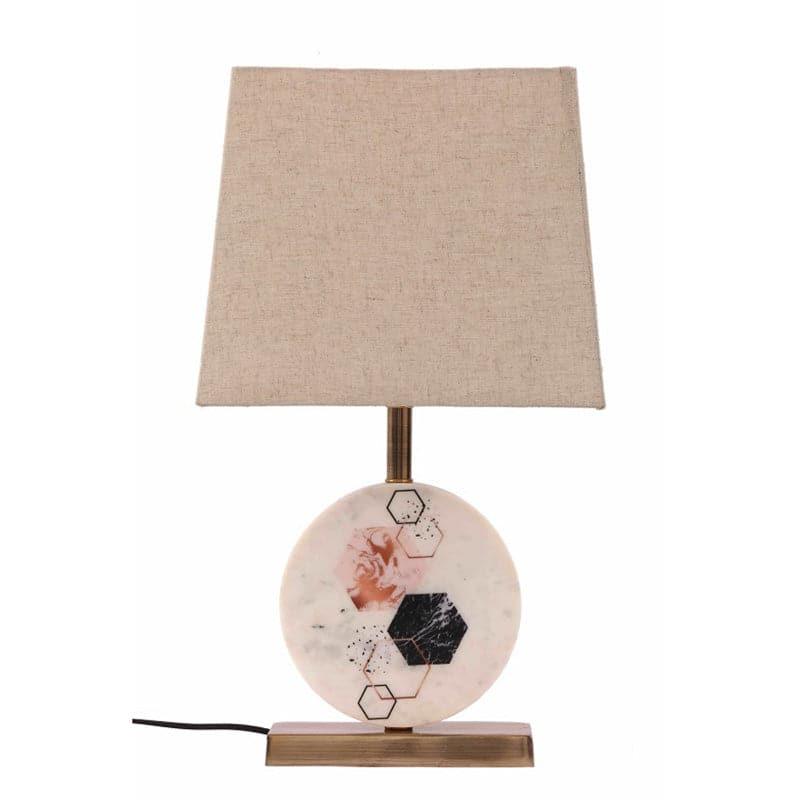 Table Lamp - Hexa Marble & Brass Base Table Lamp - Beige