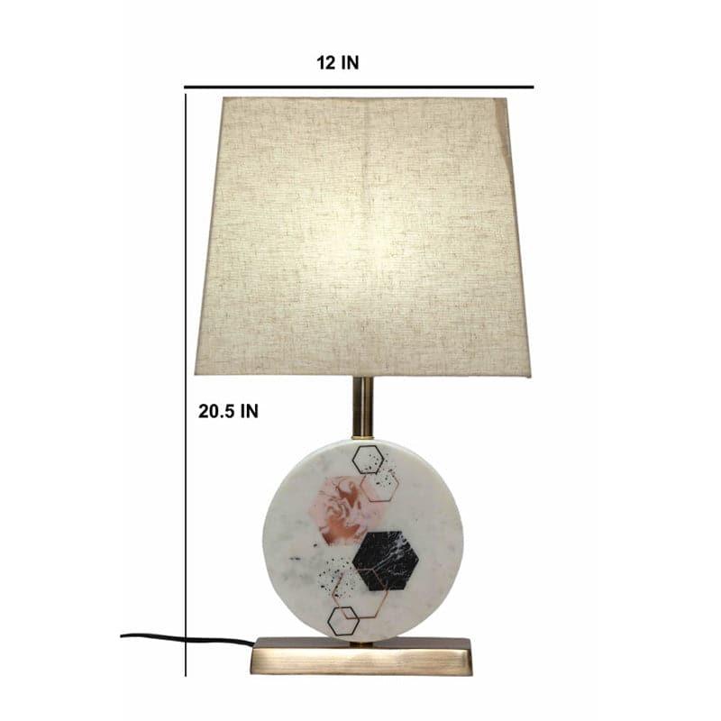 Table Lamp - Hexa Marble & Brass Base Table Lamp - Beige