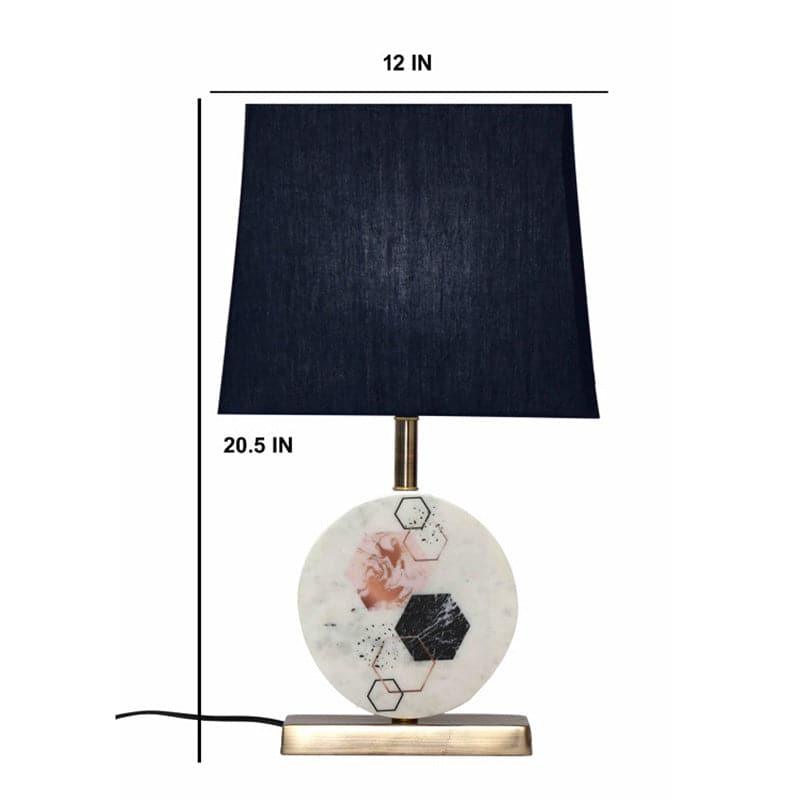 Table Lamp - Hexa Marble & Brass Base Table Lamp - Blue