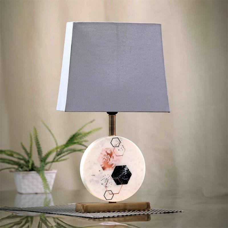 Table Lamp - Hexa Marble & Brass Base Table Lamp - Grey