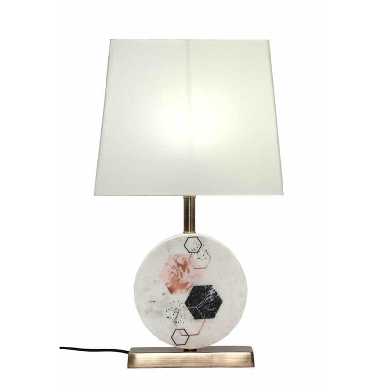 Table Lamp - Hexa Marble & Brass Base Table Lamp - White