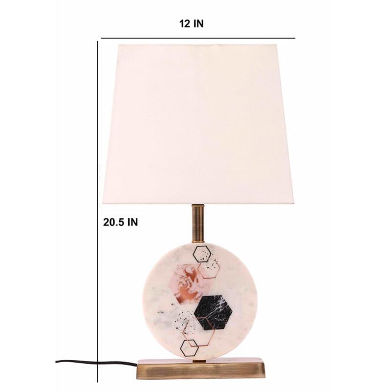 Table Lamp - Hexa Marble & Brass Base Table Lamp - White