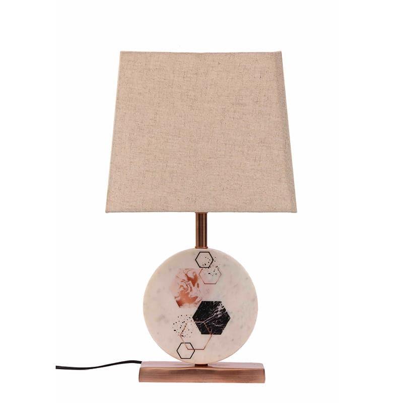 Table Lamp - Hexa Marble & Copper Base Table Lamp - Beige