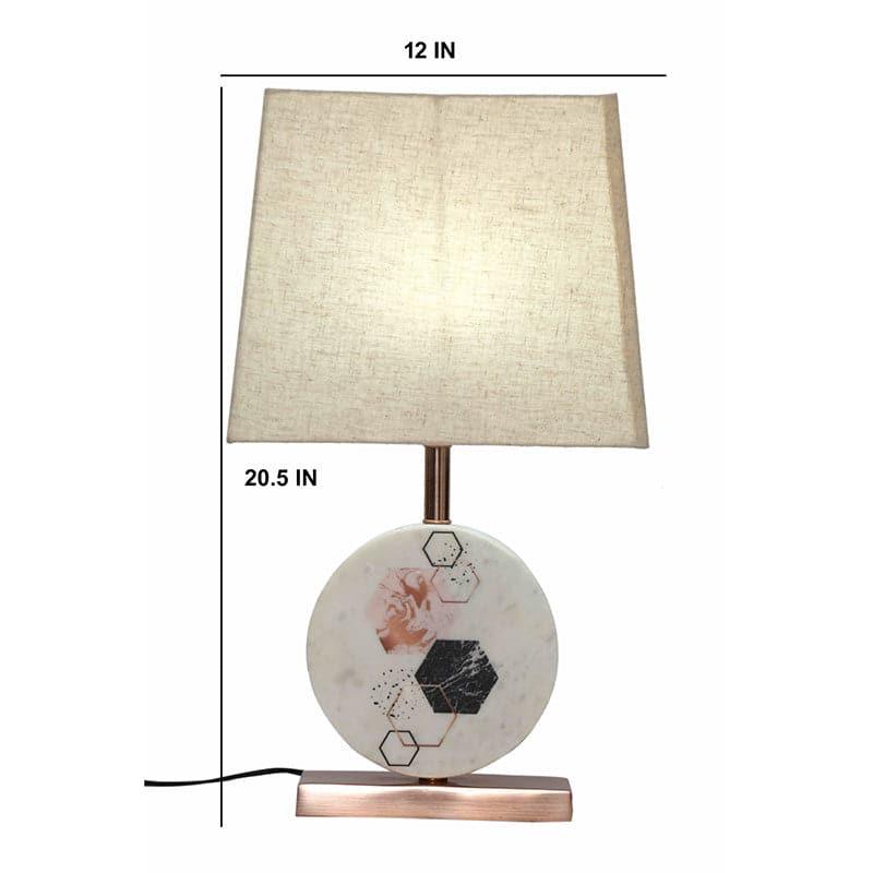 Table Lamp - Hexa Marble & Copper Base Table Lamp - Beige