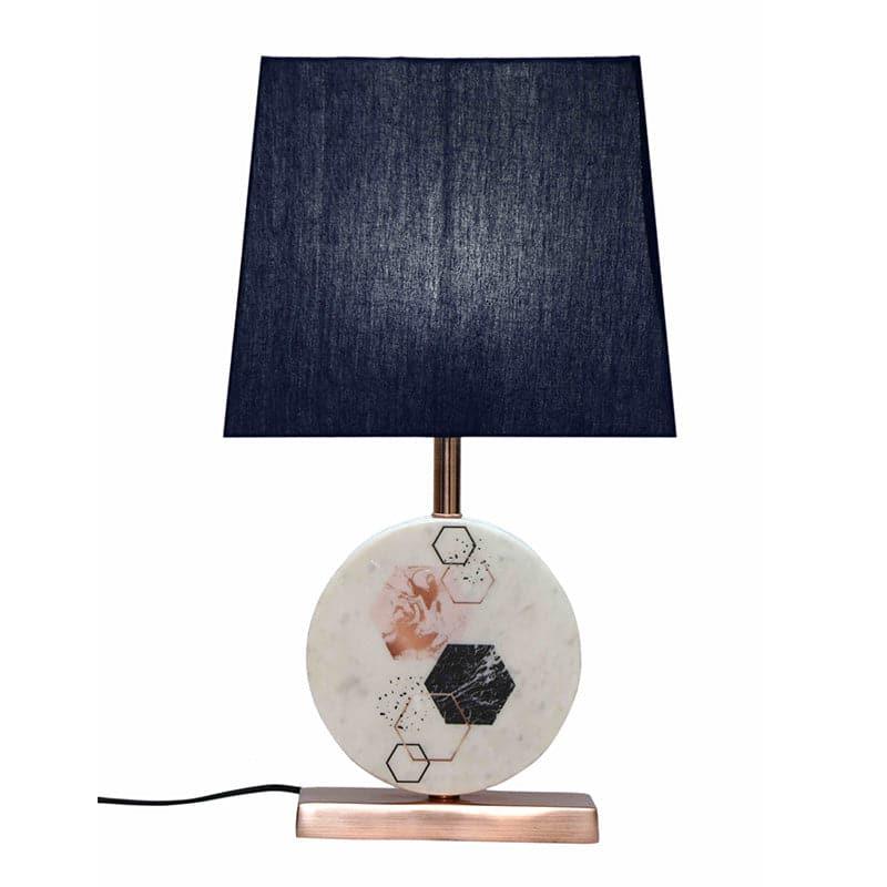 Table Lamp - Hexa Marble & Copper Base Table Lamp - Blue