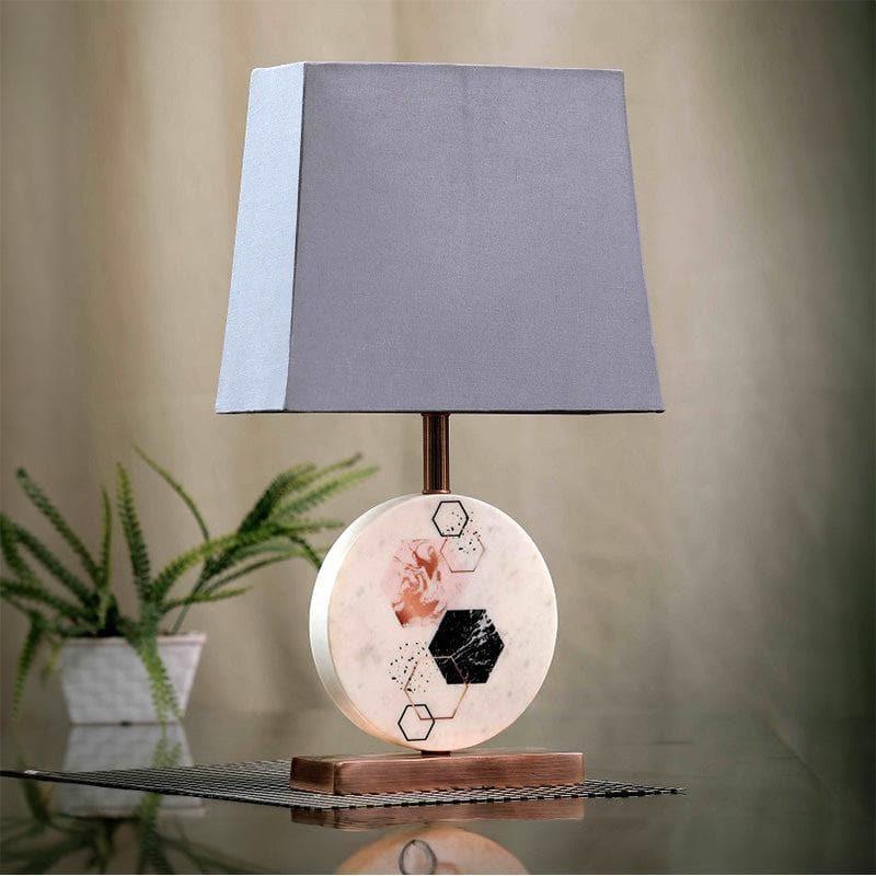 Table Lamp - Hexa Marble & Copper Base Table Lamp - Grey
