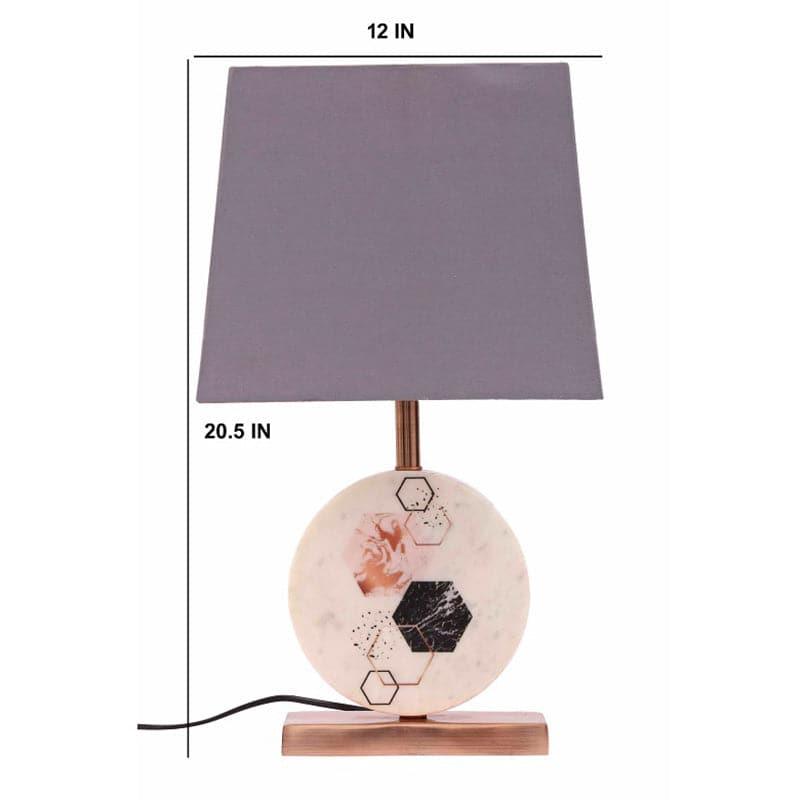 Table Lamp - Hexa Marble & Copper Base Table Lamp - Grey