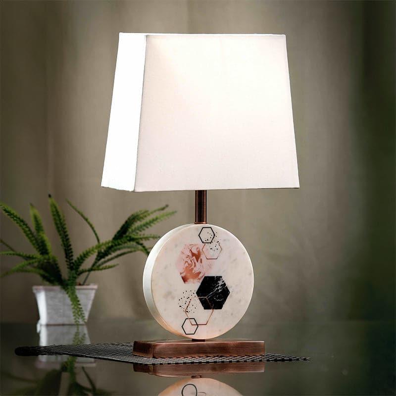 Table Lamp - Hexa Marble & Copper Base Table Lamp - White