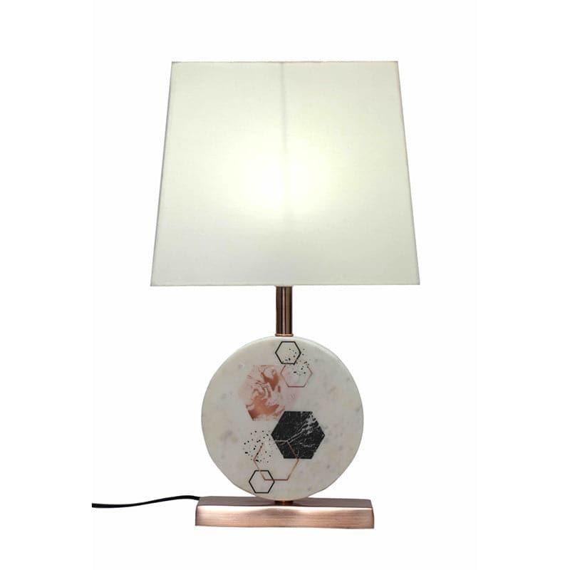 Table Lamp - Hexa Marble & Copper Base Table Lamp - White
