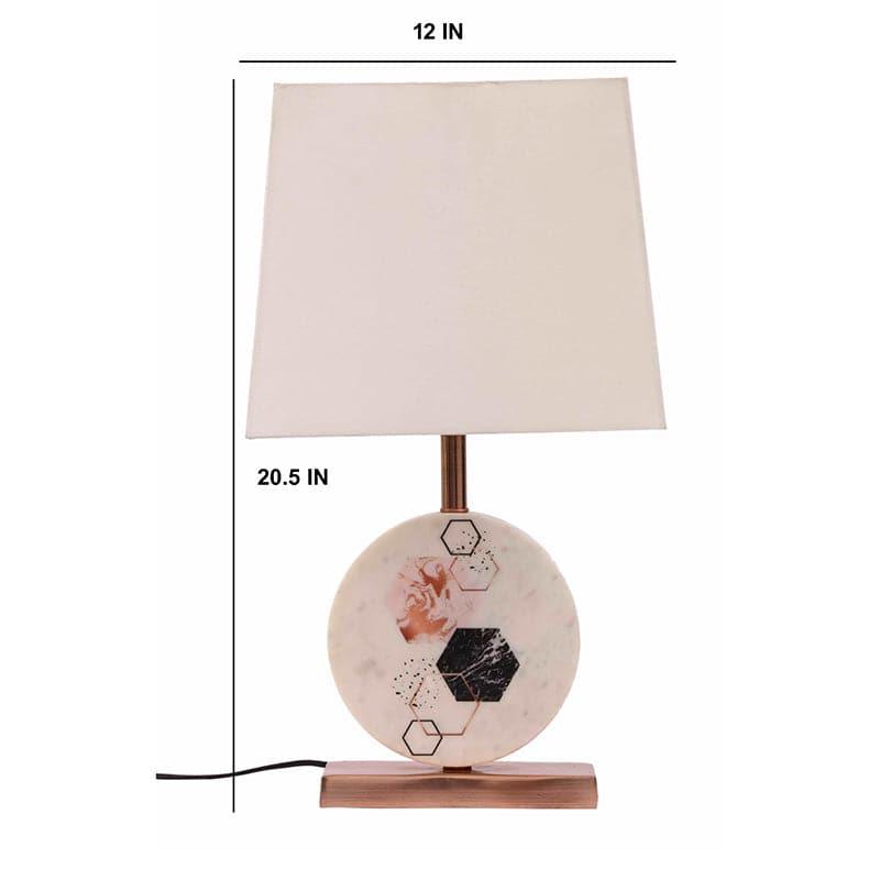 Table Lamp - Hexa Marble & Copper Base Table Lamp - White