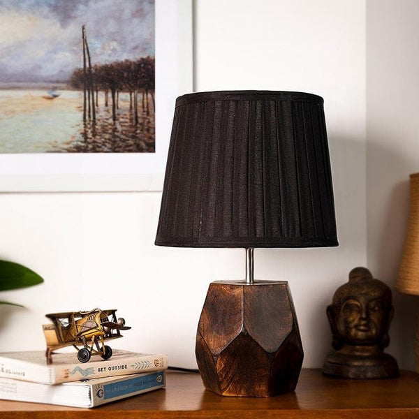 Buy Table Lamp - Illeana Pleated Hexa Dome Lamp - Black at Vaaree online