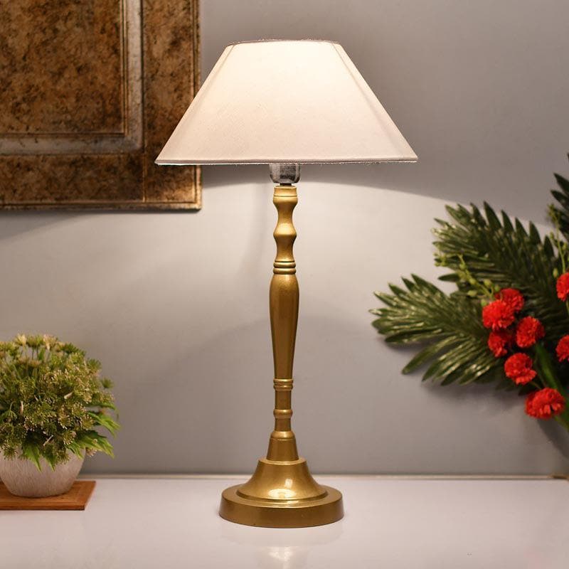 Table Lamp - Imperial Gold Table lamp With Conical Shade - White