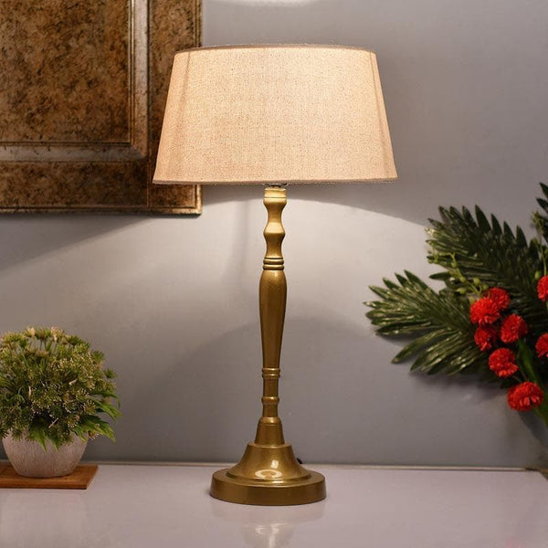 Table Lamp - Imperial Gold Table lamp With Drum Shade - Khadi