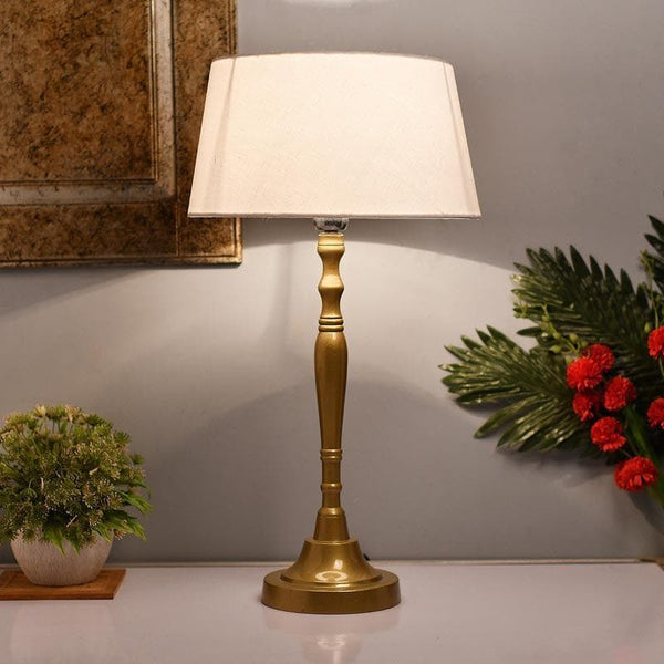 Buy Table Lamp - Imperial Gold Table lamp With Drum Shade - White at Vaaree online