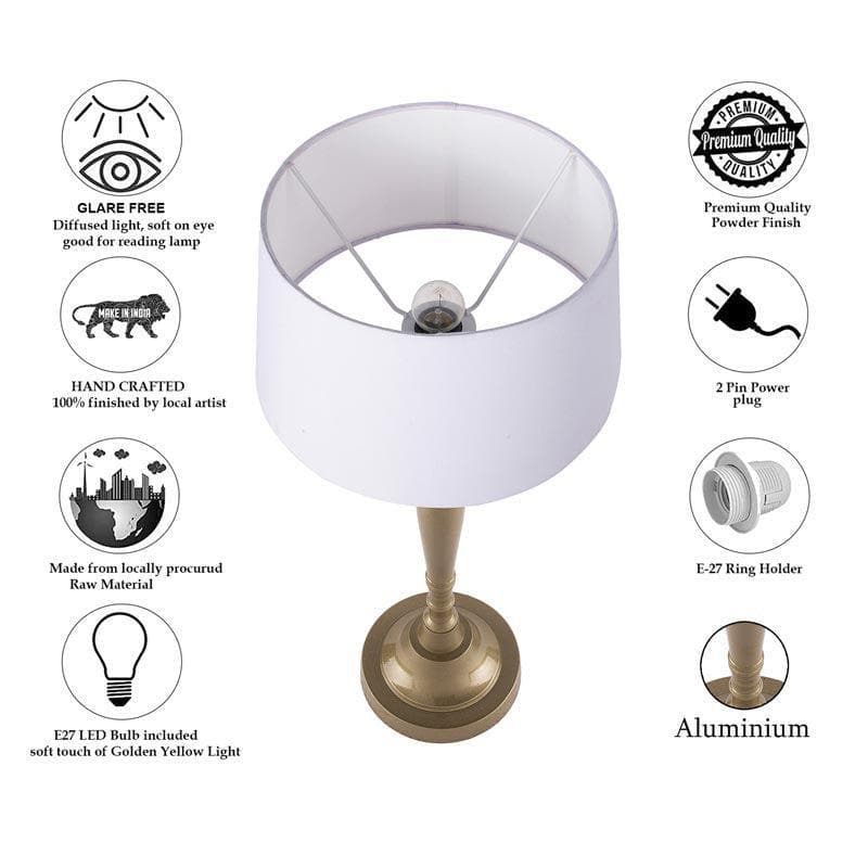 Buy Imperial Gold Table lamp With Drum Shade - White Table Lamp from Vaaree