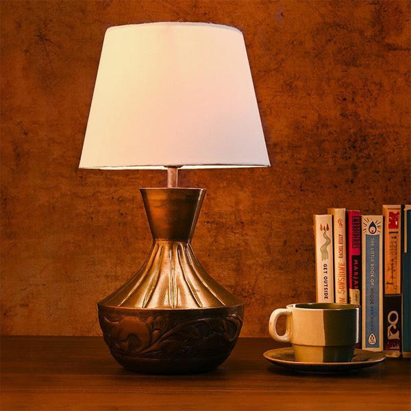 Table Lamp - Kalash Etched Table Lamp - White