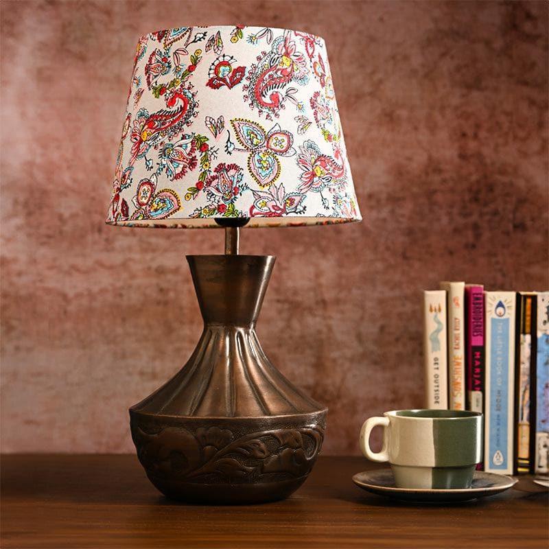 Table Lamp - Kalash Etched Table Lamp - White & Red