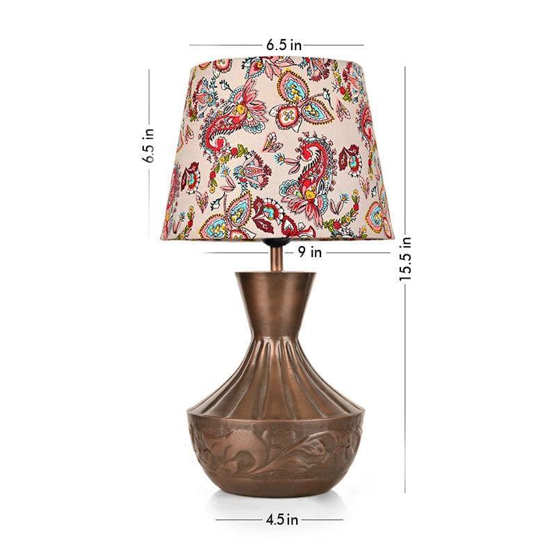 Table Lamp - Kalash Etched Table Lamp - White & Red