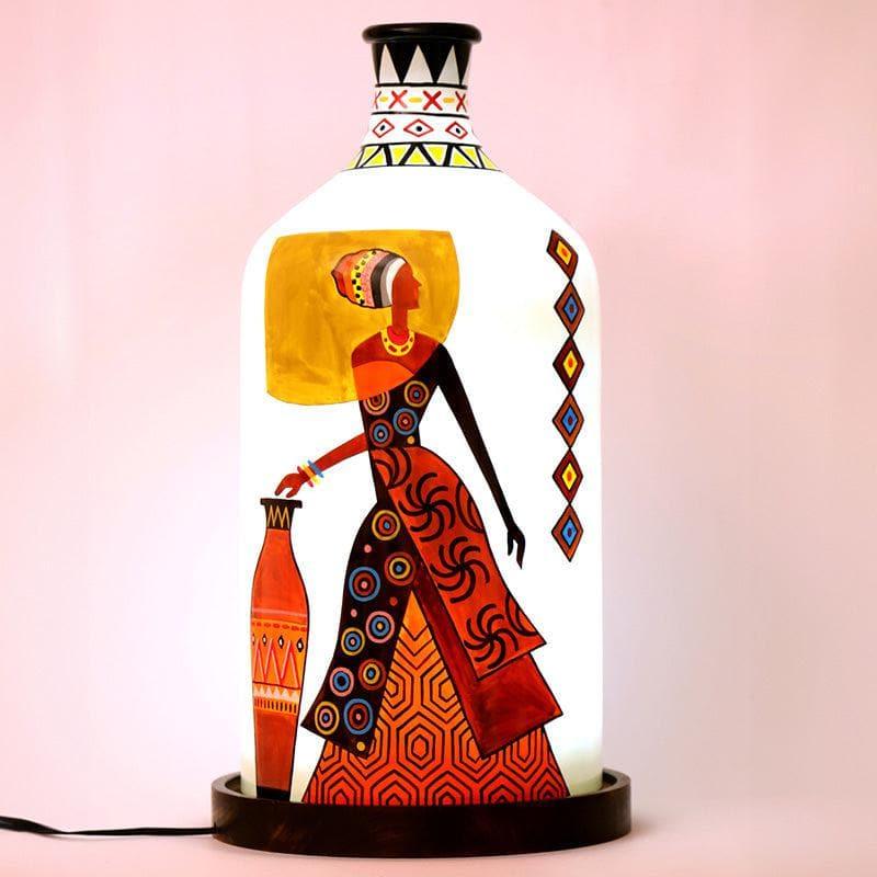 Table Lamp - Lady In Red Glass Shade Table Lamp