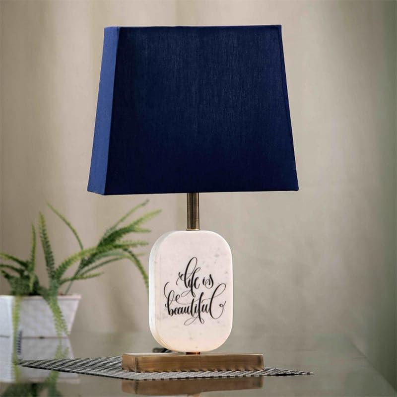 Table Lamp - Life Light Marble & Brass Base Table Lamp - Blue