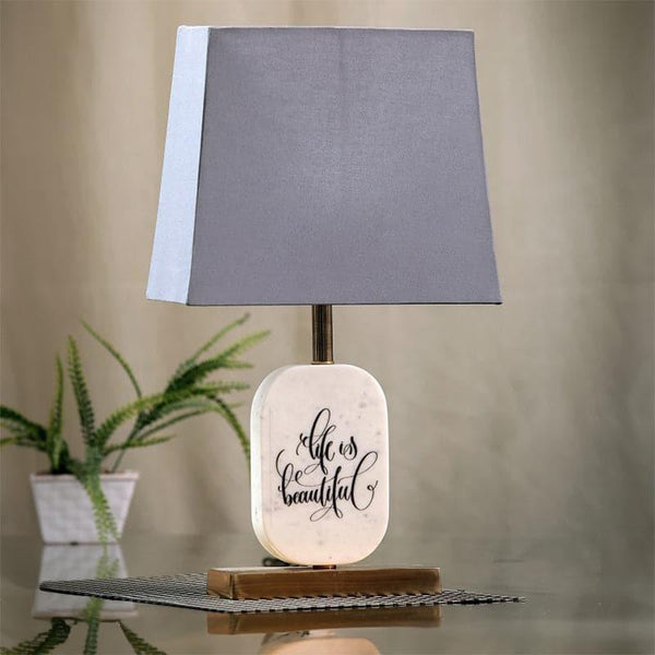 Table Lamp - Life Light Marble & Brass Base Table Lamp - Grey