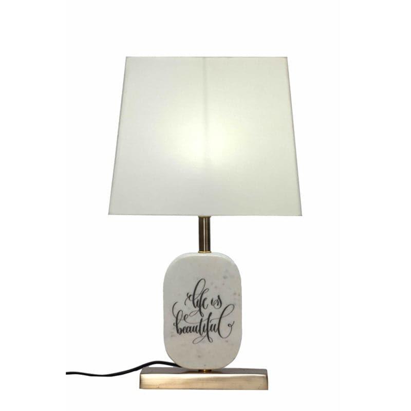 Table Lamp - Life Light Marble & Brass Base Table Lamp - White