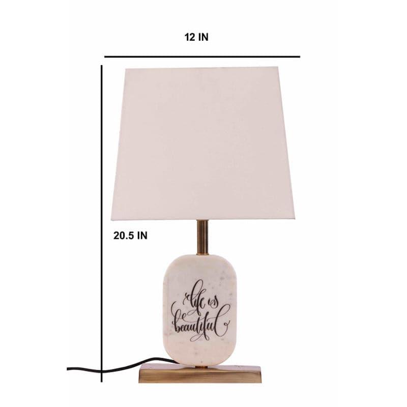 Table Lamp - Life Light Marble & Brass Base Table Lamp - White