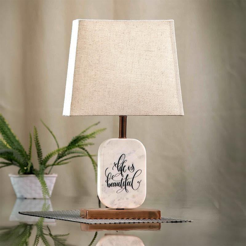 Table Lamp - Life Light Marble & Copper Base Table Lamp - Beige