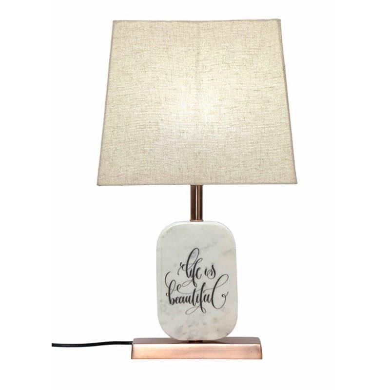 Table Lamp - Life Light Marble & Copper Base Table Lamp - Beige