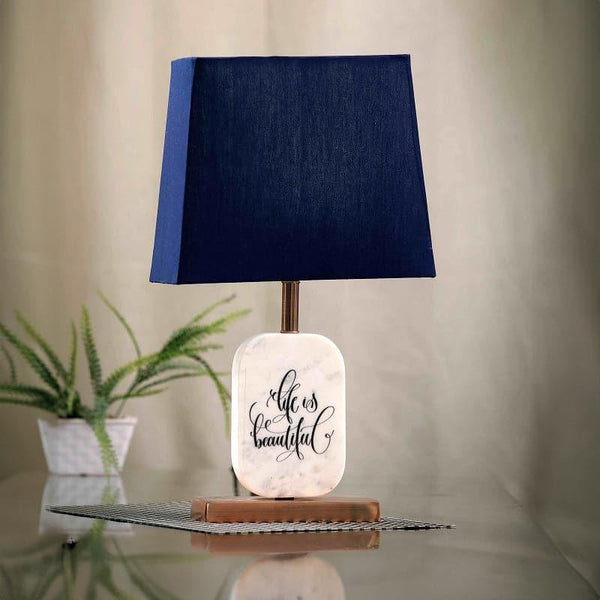 Table Lamp - Life Light Marble & Copper Base Table Lamp - Blue