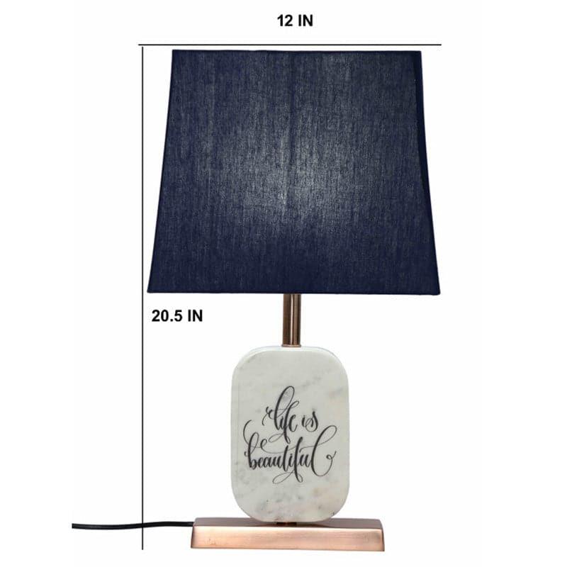 Table Lamp - Life Light Marble & Copper Base Table Lamp - Blue