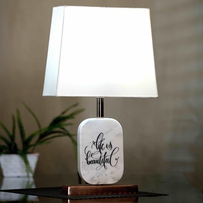 Table Lamp - Life Light Marble & Copper Base Table Lamp - White