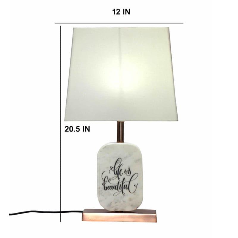 Table Lamp - Life Light Marble & Copper Base Table Lamp - White