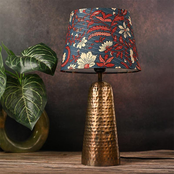 Table Lamp - Mabel Hammered Golden Table Lamp - Blue