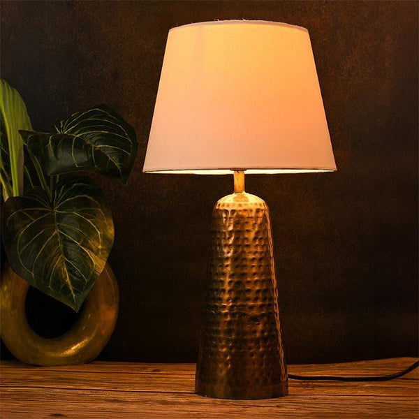 Table Lamp - Mabel Hammered Golden Table Lamp - White