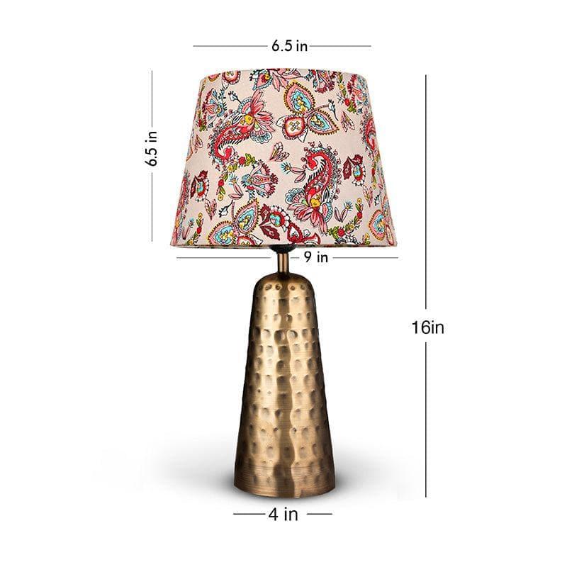 Table Lamp - Mabel Hammered Golden Table Lamp - White & Red