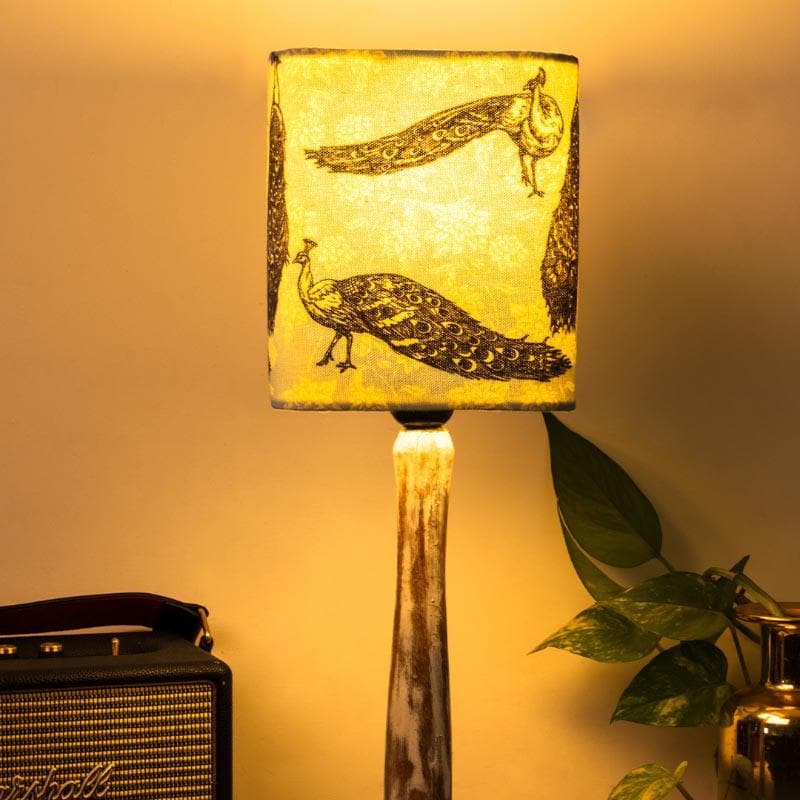 Table Lamp - Peacocks Dance With Distress Stand Table Lamp