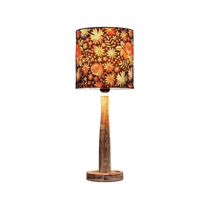 Table Lamp - Psychedelic Trance With Wooden Pillar Table Lamp