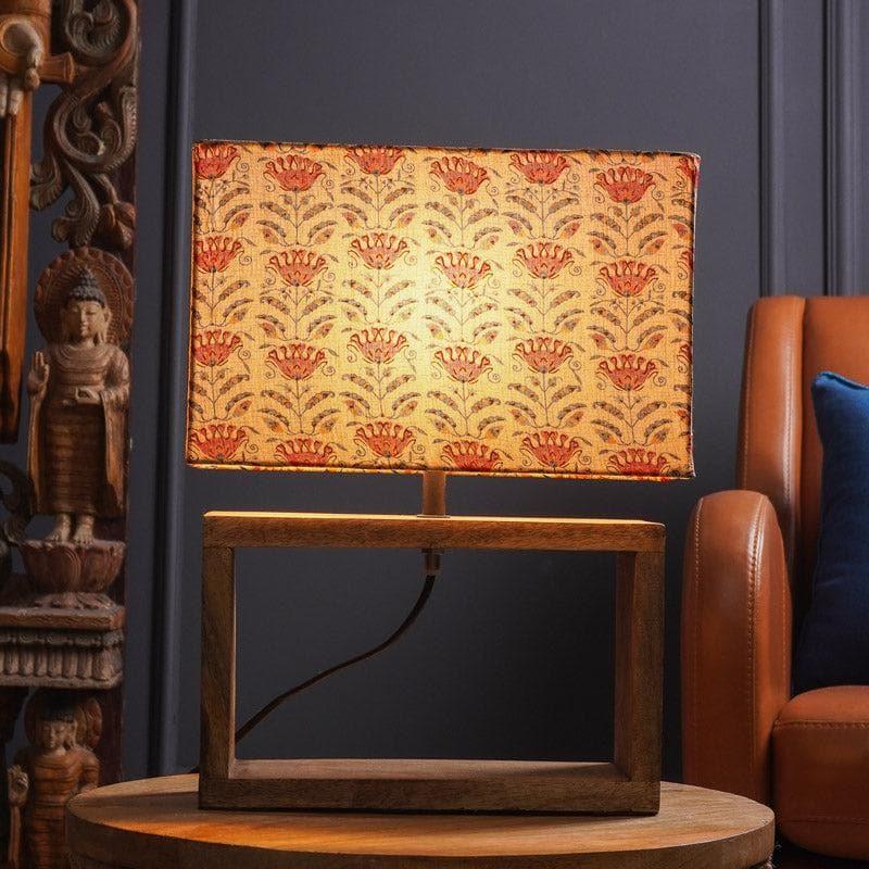 Table Lamp - Red Tribal Bloom Cuboid Table Lamp