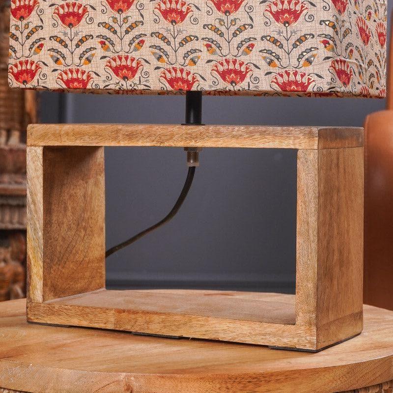 Table Lamp - Red Tribal Bloom Cuboid Table Lamp