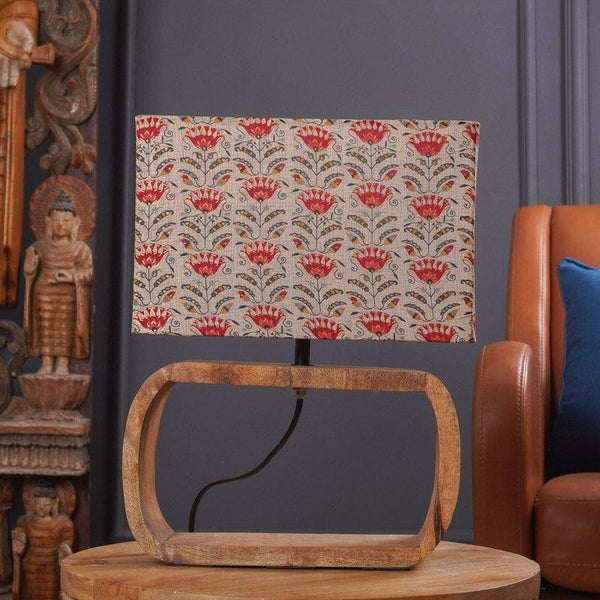 Table Lamp - Red Tribal Bloom Rectoval Table Lamp