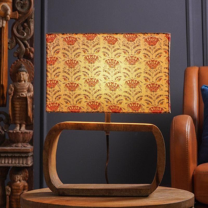 Table Lamp - Red Tribal Bloom Rectoval Table Lamp