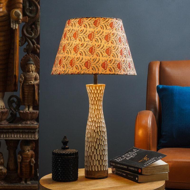 Table Lamp - Red Tribal Bloom Textured Lamp