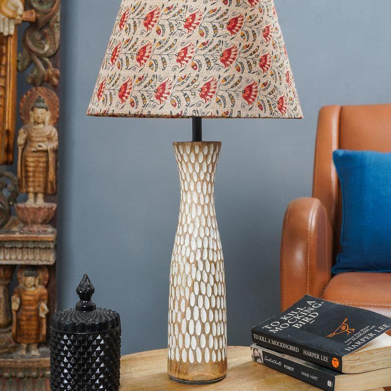 Table Lamp - Red Tribal Bloom Textured Lamp