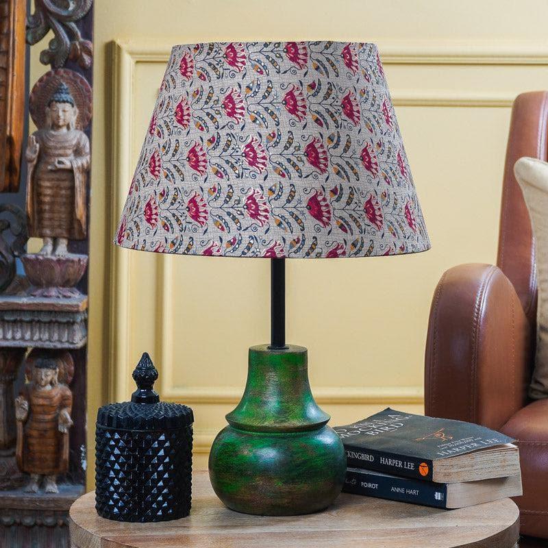 Table Lamp - Red Tribal Bloom Viridian Table Lamp