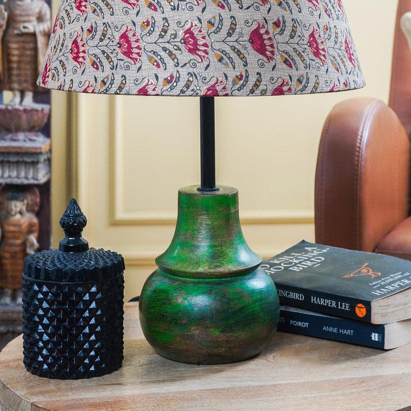 Table Lamp - Red Tribal Bloom Viridian Table Lamp