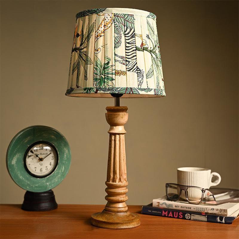 Buy Reina Wooden Table Lamp - Green Table Lamp from Vaaree