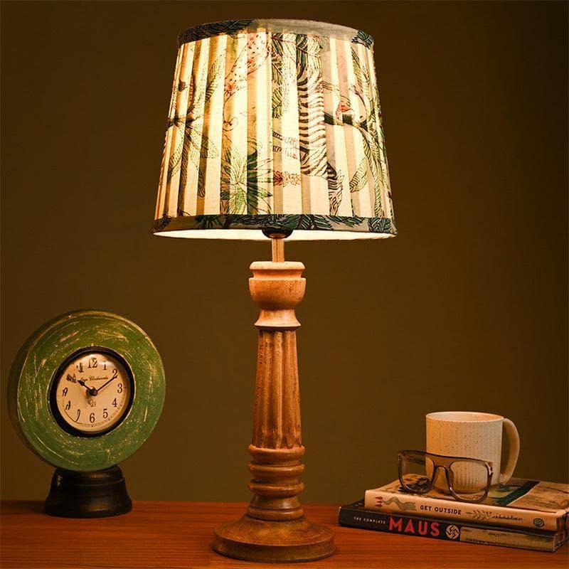 Buy Reina Wooden Table Lamp - Green Table Lamp from Vaaree